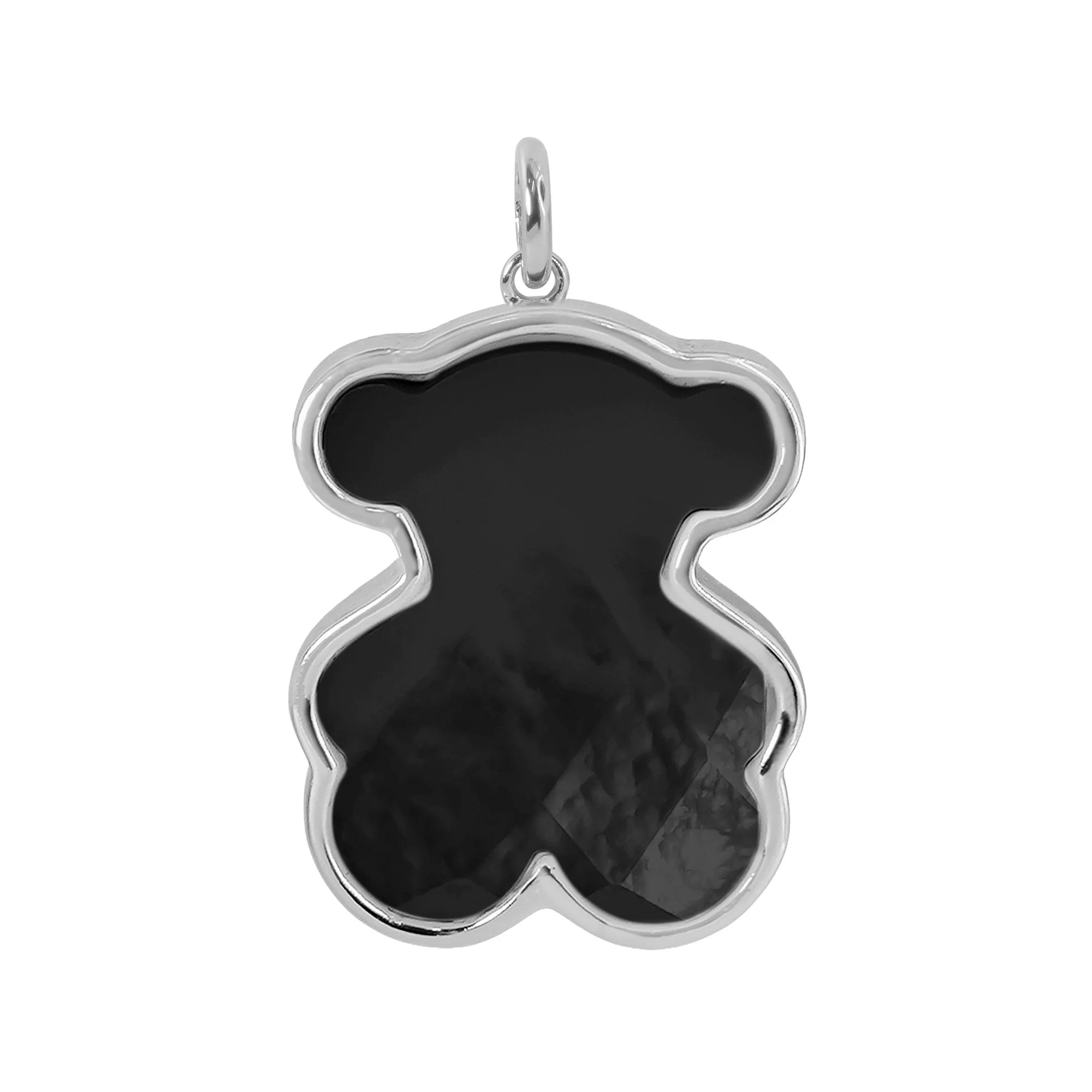 Dije Inspirado Oso 1:1 Onix 2 cm Plata .925 con Rodio
