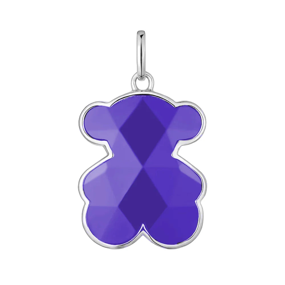Dije Inspirado Oso 1:1 Amatista Facetada Plata .925 con Rodio