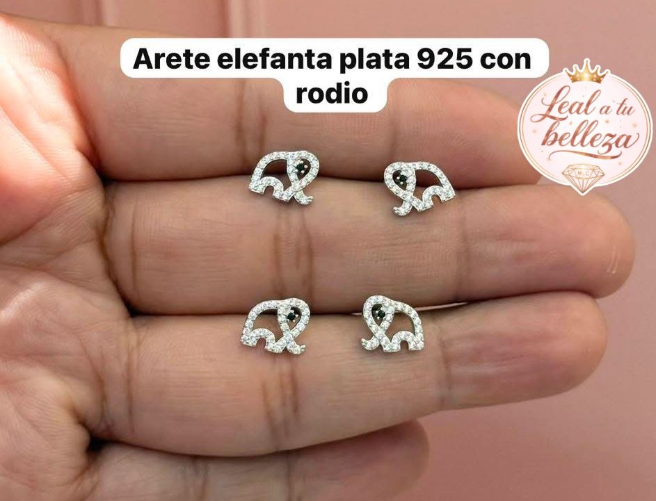 Aretes elefanta con rodio