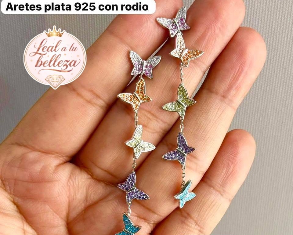 Aretes mariposa multicolor