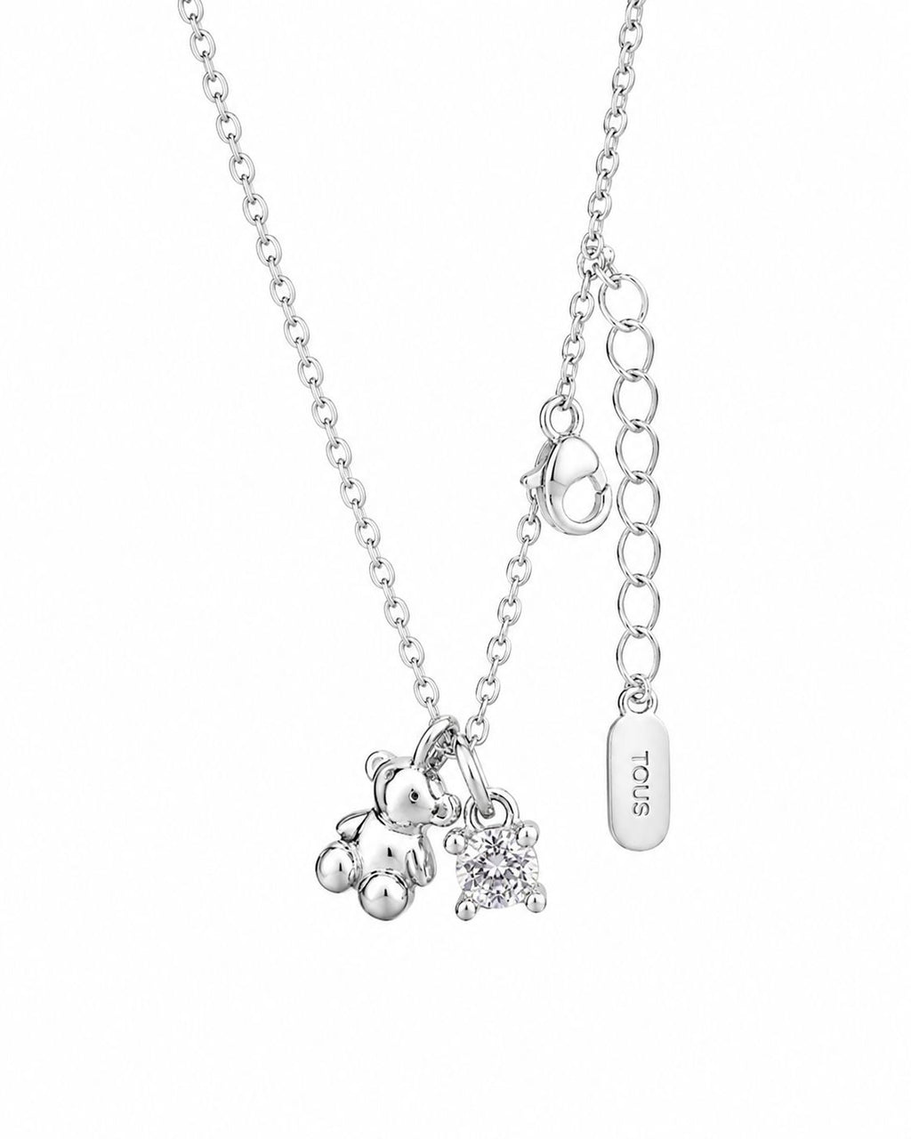 Collar inspirado 1.1 inspirado oso con zirconia con baño en rodio&nbsp;