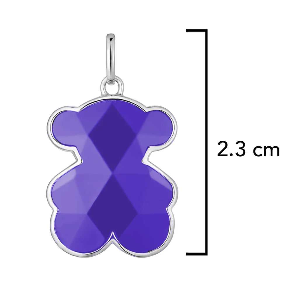 Dije Inspirado Oso 1:1 Amatista Facetada Plata .925 con Rodio