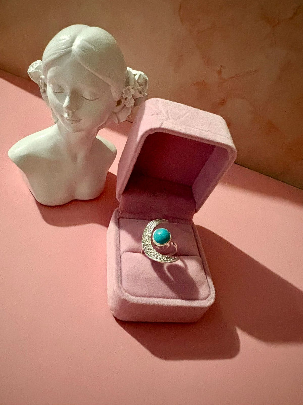 Anillo de Luna con piedra turquesa plata 925
