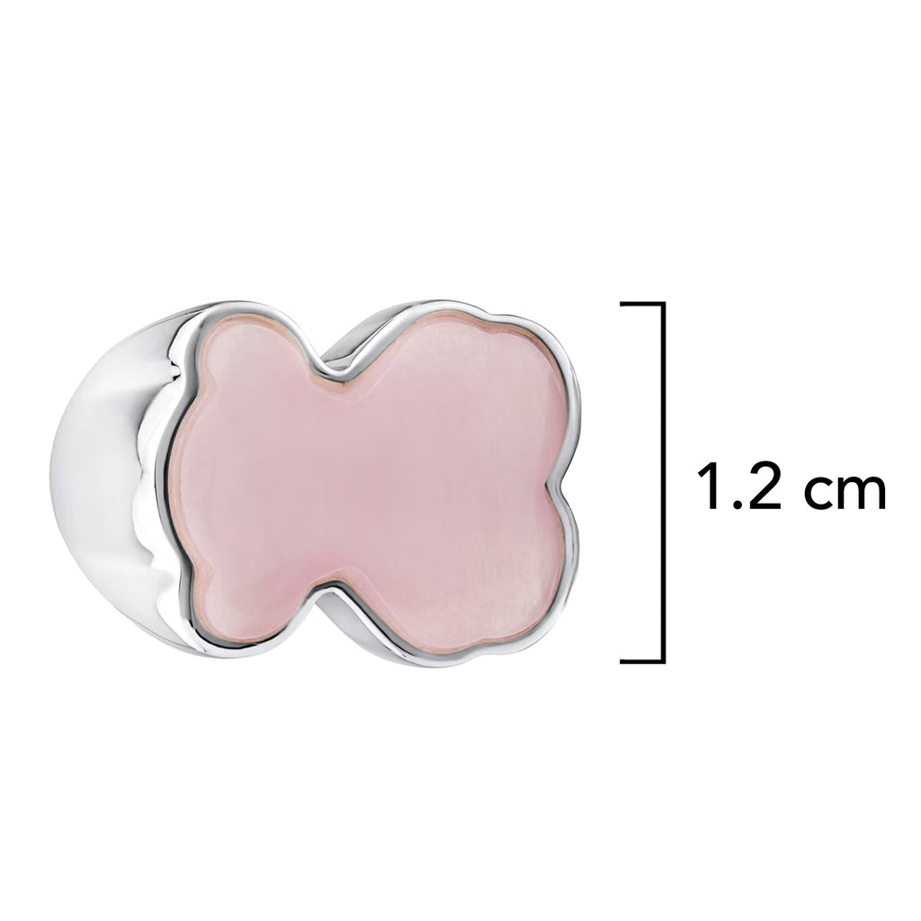 Anillo inspiración 1.1 oso plata 925 con baño de rodio con cuarzo roso