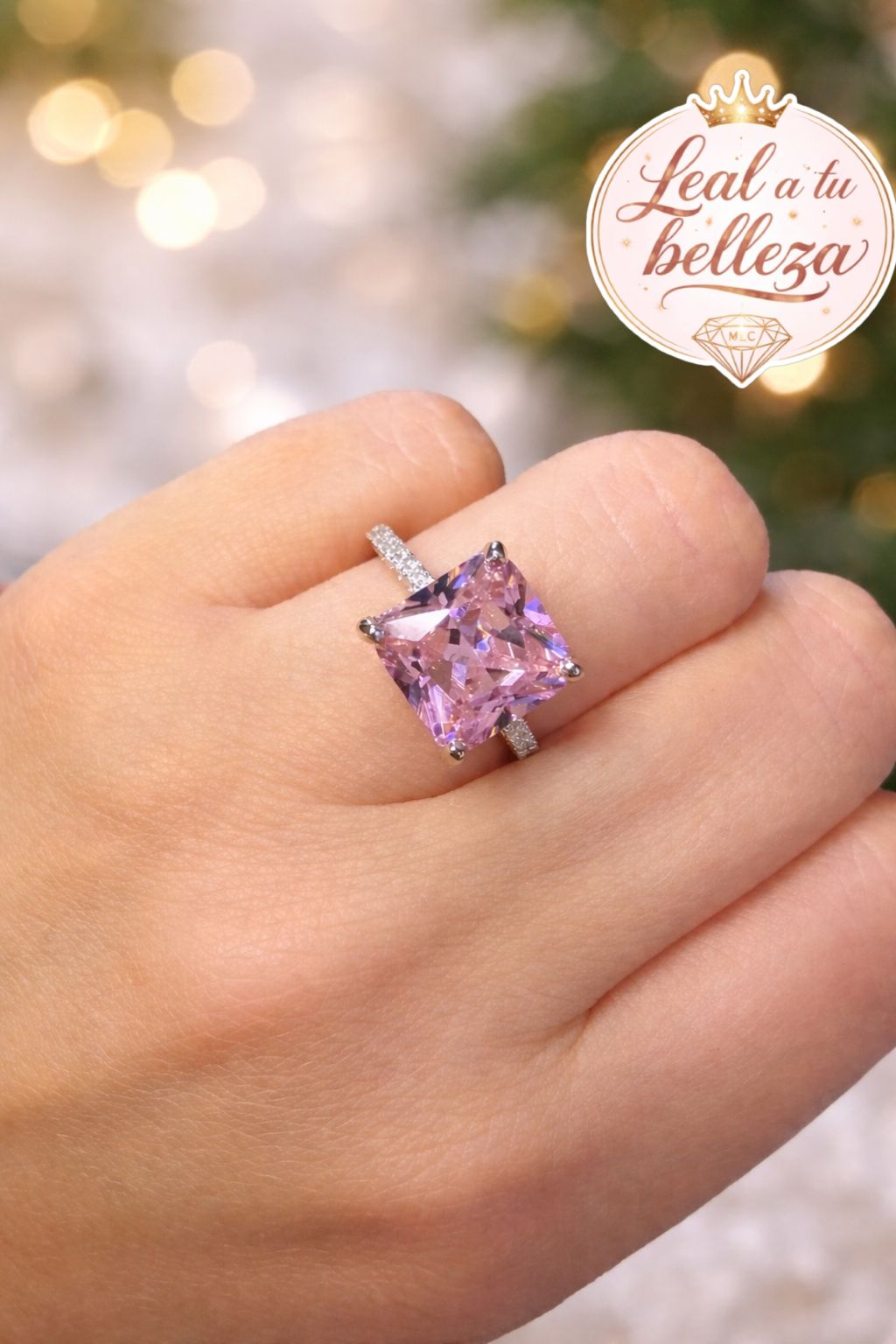 Anillo Rosa con zirconias