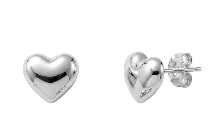 Arete Corazón Bombeado Chico Plata .925