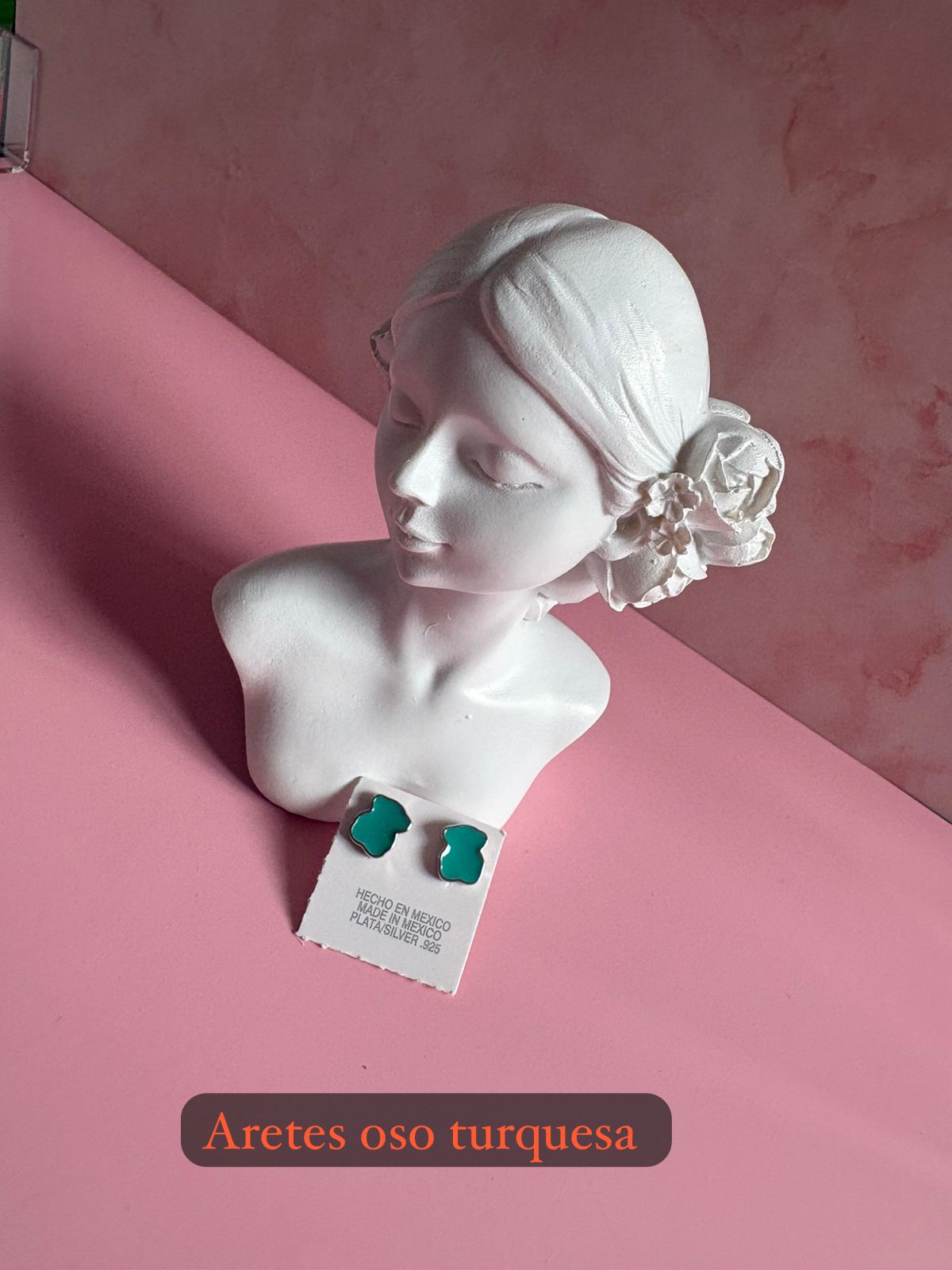 Aretes oso turquesa