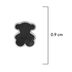 Broquel Inspirado Osos 1-1 Onix Facetado Plata .925 con Baño de Rodio