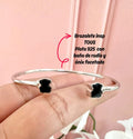 Brazalete doble oso con Onix facetado baño de rodio