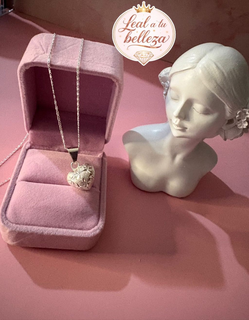 Cadena de Ojillo con llamador de ángeles corazón