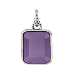 Dije Inspirado Oso 1:1 Rectangulo Circonia Morada Plata .925 con Rodio
