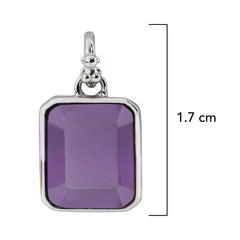 Dije Inspirado Oso 1:1 Rectangulo Circonia Morada Plata .925 con Rodio