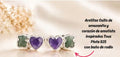Aretitos osito de amazonita y corazón de amatista inspirado 1:1 oso plata 925 con baño de rodio