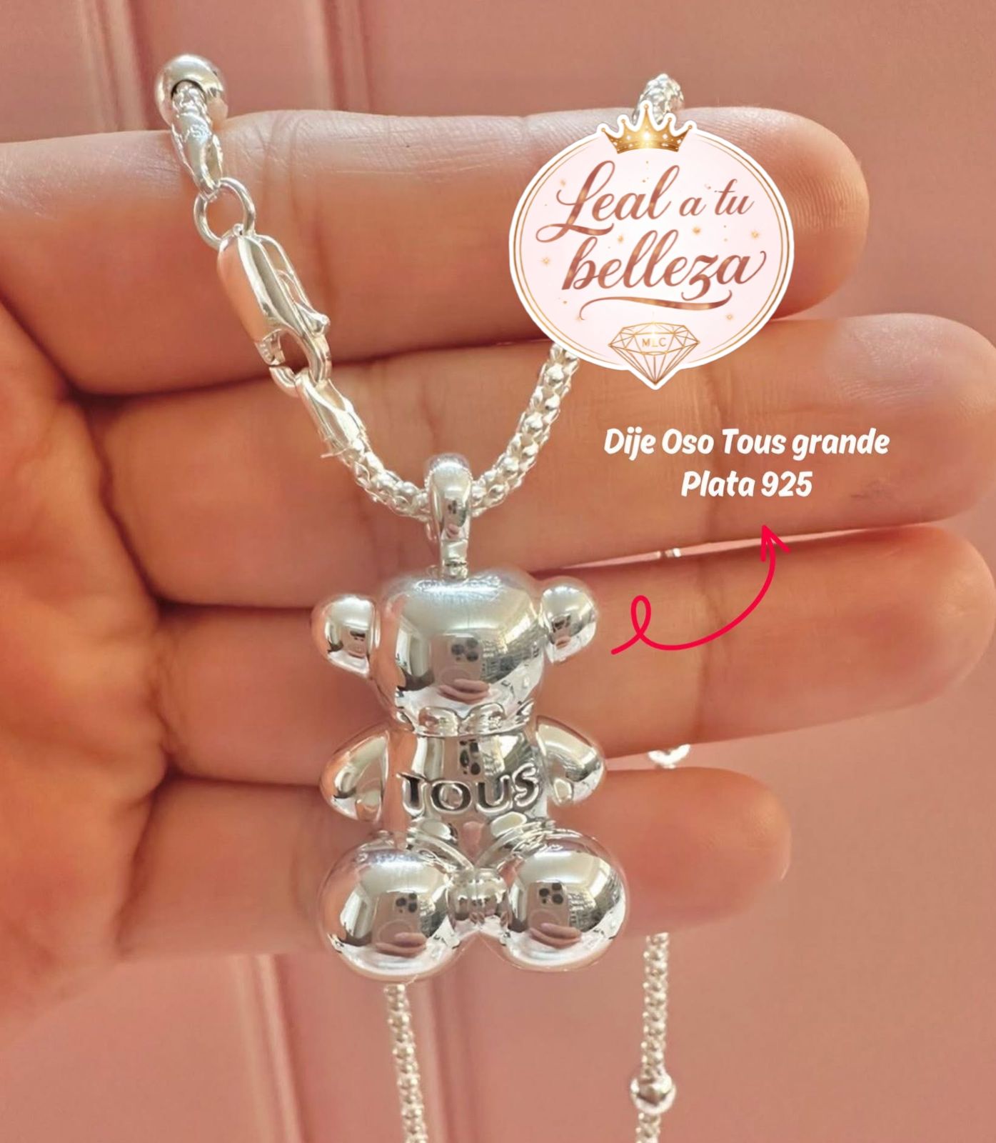 Dije de oso bombeado inspirado tous plata