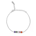Pulsera 5 Osos 1:1 Piedras Naturales Ágatas y Madre Perla, Cuarzo Rosa, Amatista Plata .925 con Rodio