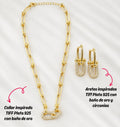 Collar y aretes inspiracion Tif Plata 925 con baño de oro y circonias