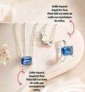 Set de anillo cuadrado y dije inspirado 1.1 Oso topacio