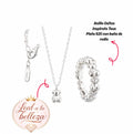 Set de collar inspirado 1.1 oso con anillo oso bombeado plata 925 con baño de rodio