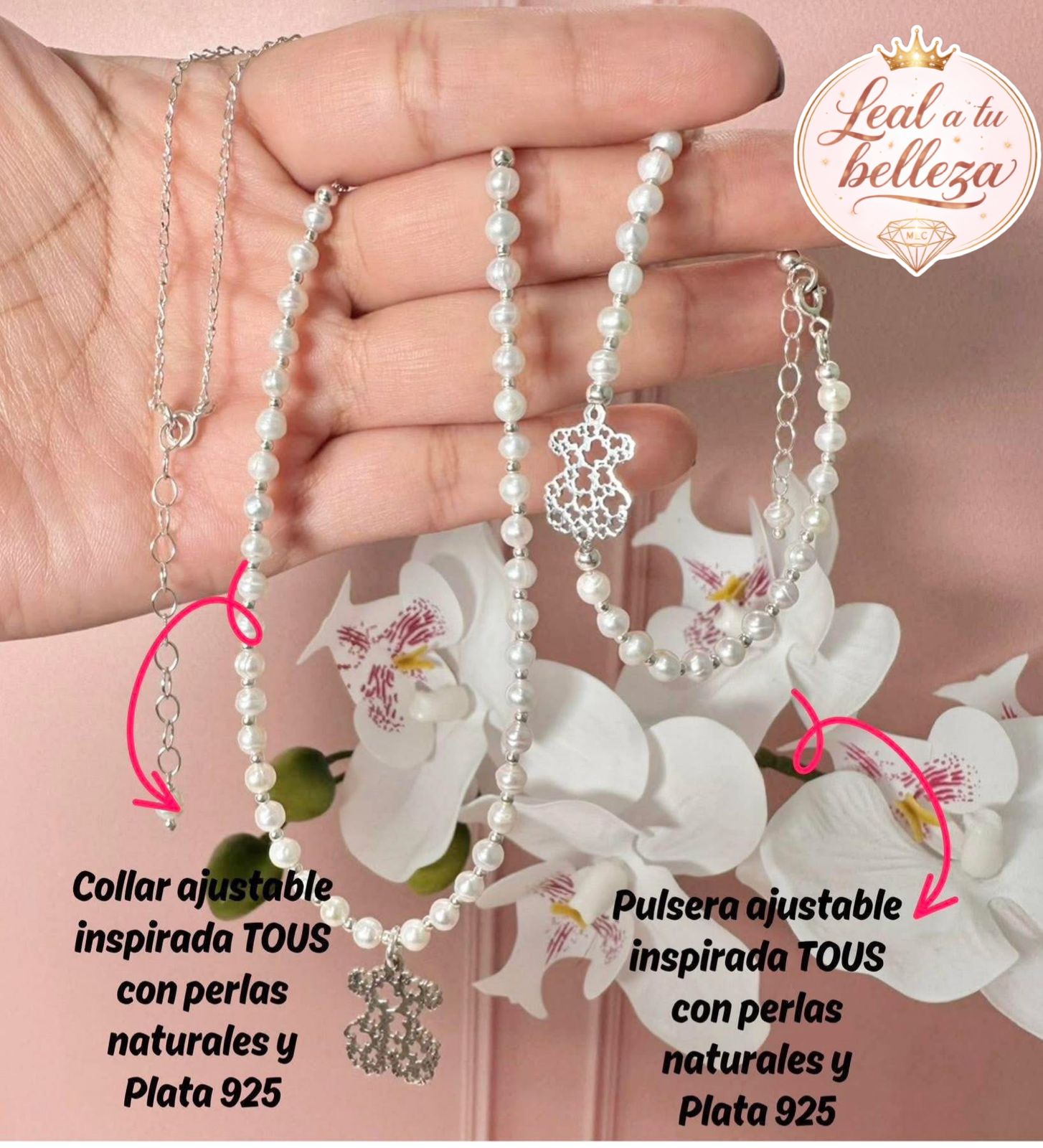 SET DE PULSERA Y COLLAR  PERLA OSO