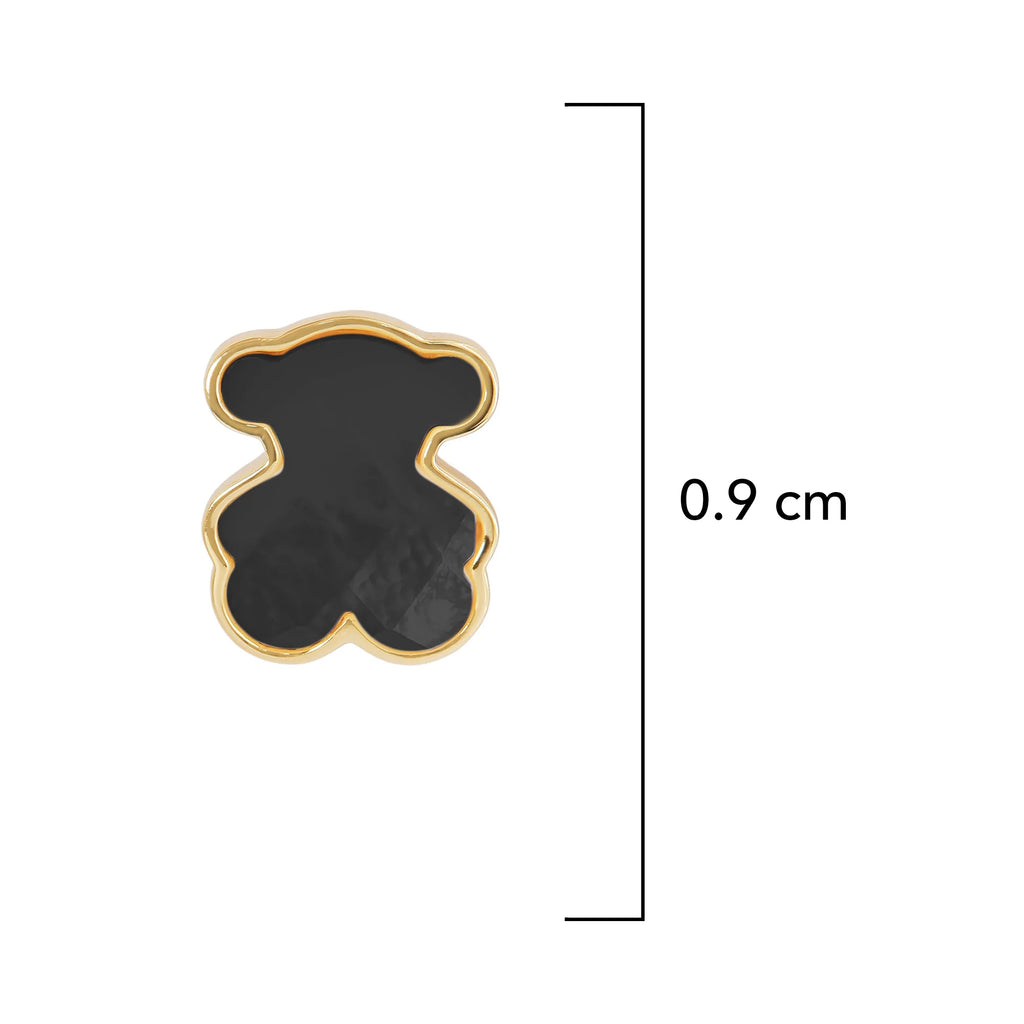 Broquel Inspirado Osos 1-1 Onix Facetado Plata .925 con Baño de Oro